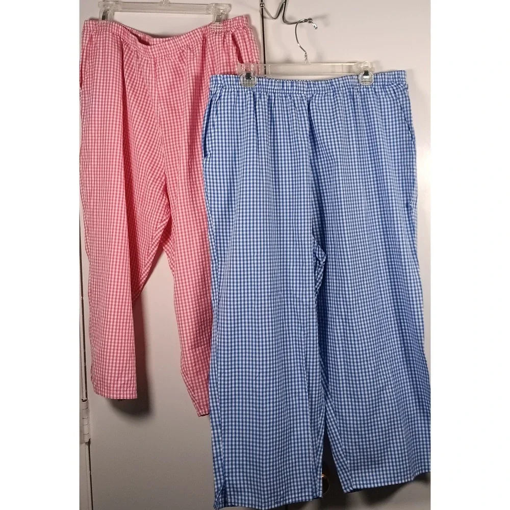 2 pair womens blair Capri Pants XL Gingham retro 50s cottagecore grandmacore